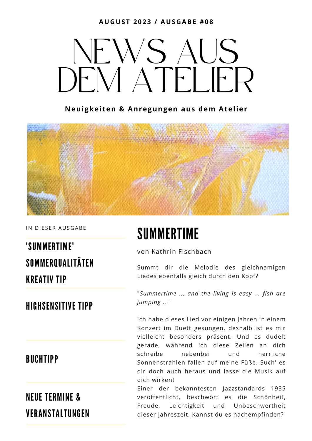 August 2023 - News & Anregungen aus dem Atelier