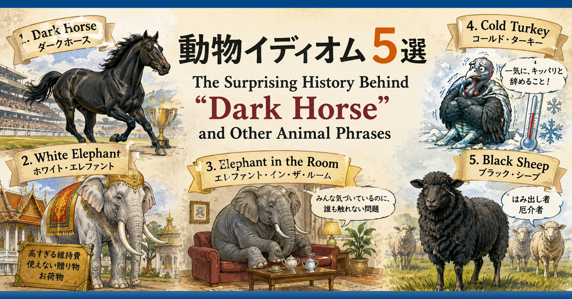 【動物イディオム5選】The Surprising History Behind "Dark Horse" and Other Animal Phrases