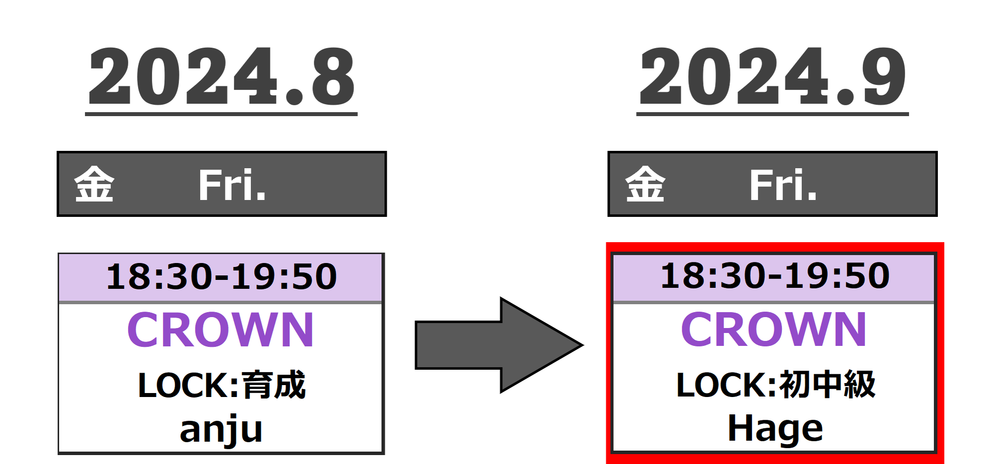 レッスンの一部変更について