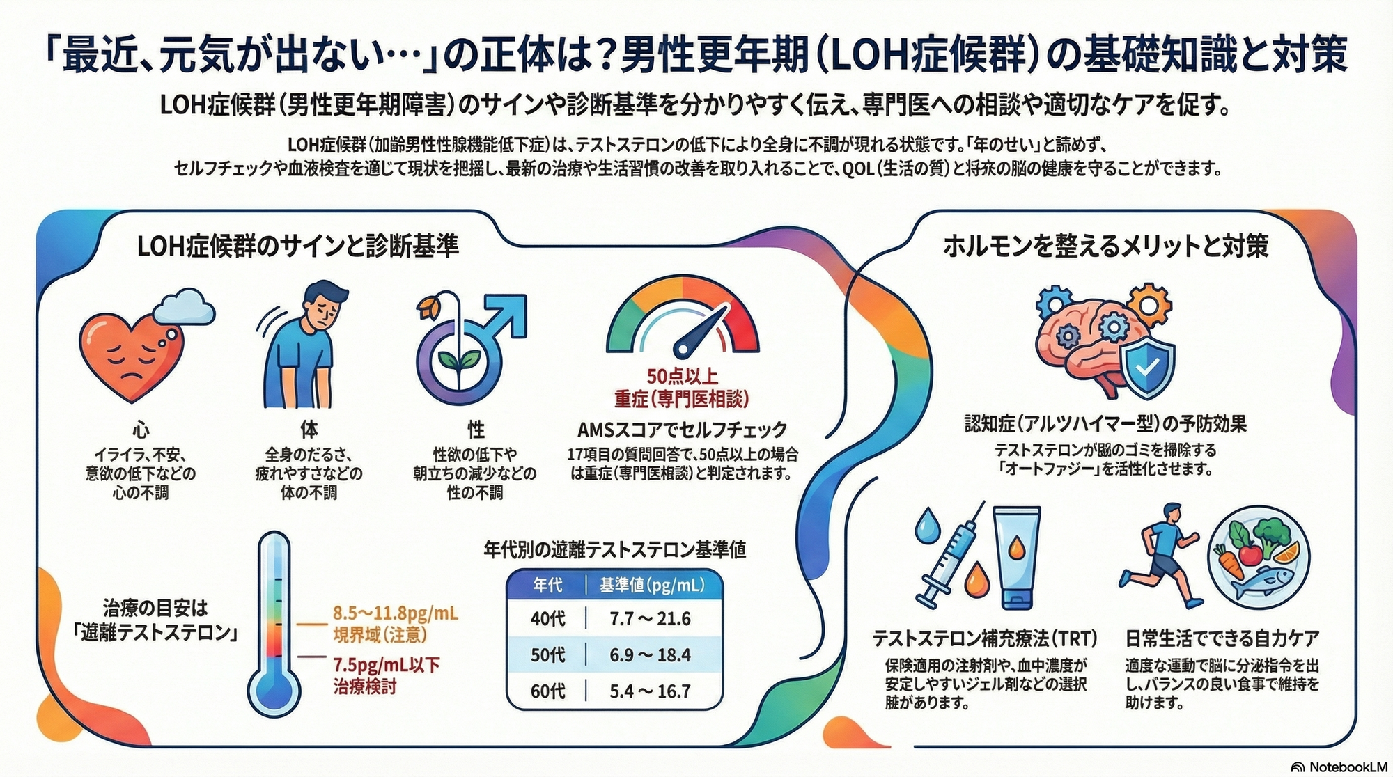 高齢者とテストステロン（男性ホルモン）の関係