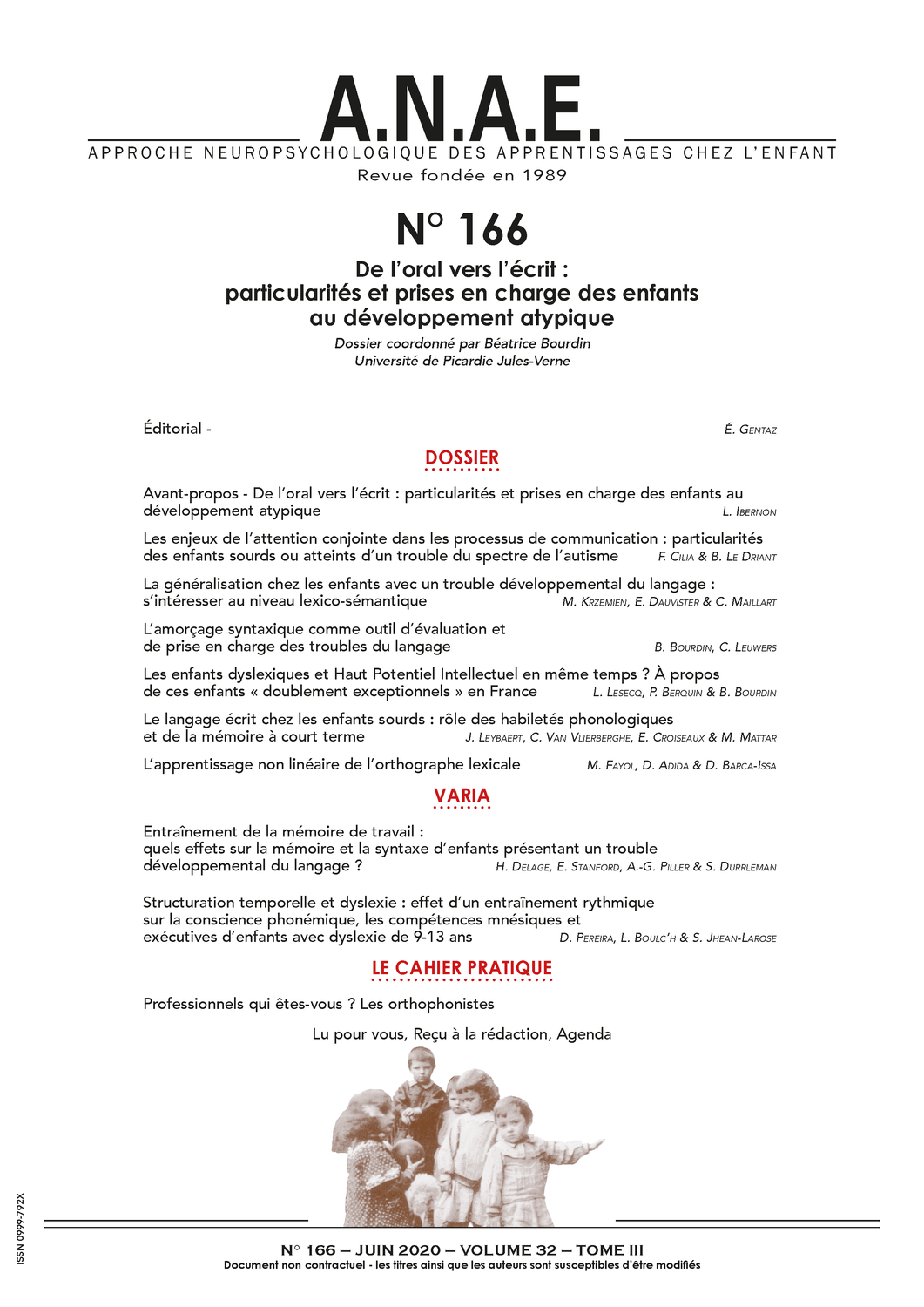 Anae N 166 De L Oral Vers L Ecrit Particularites Et Prises En Charge Des Enfants Au Developpement Atypique Anae Approche Neuropsychologique Des Apprentissages Chez L Enfant