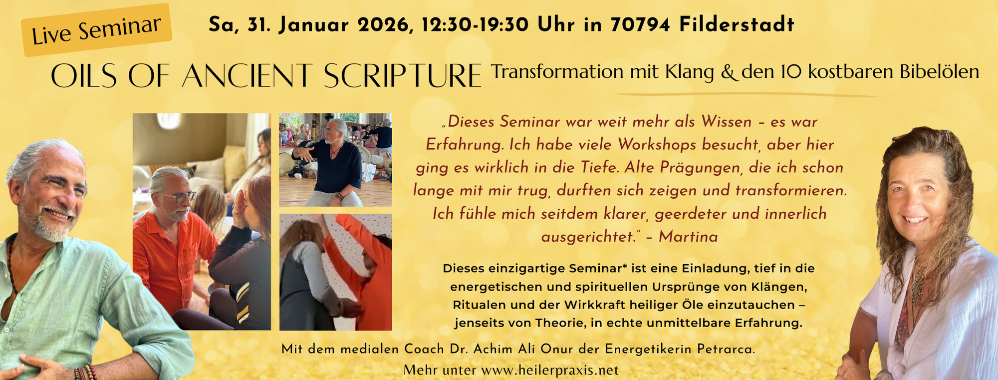 Seminar: OILS OF ANCIENT SCRIPTURE - Transformation mit den 10 kostbaren Bibelölen