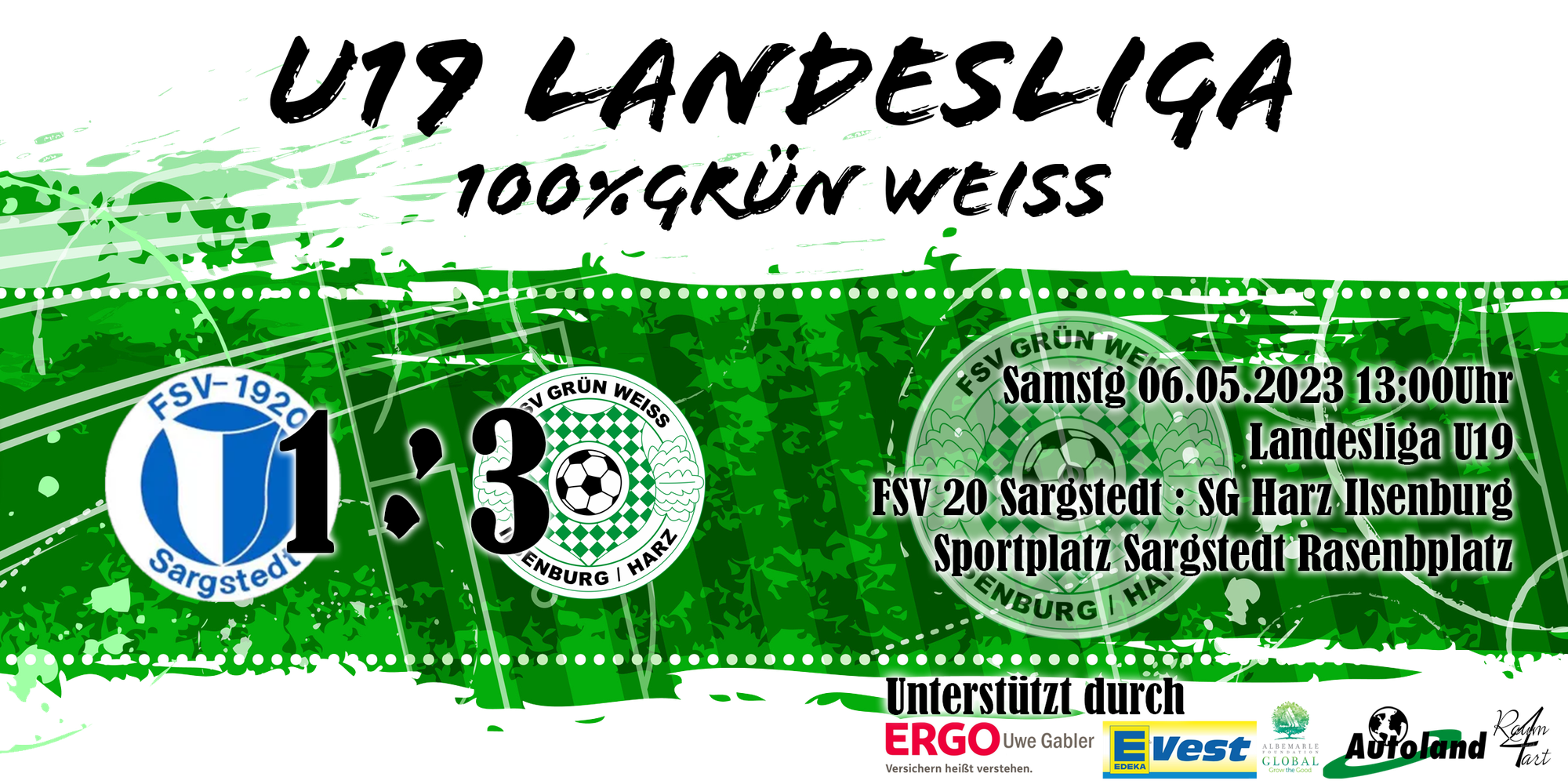 A-Junioren Landesliga St. 2: FSV 20 Sargstedt – SG Harz - Ilsenburg, 1:3 (0:0), Sargstedt 
