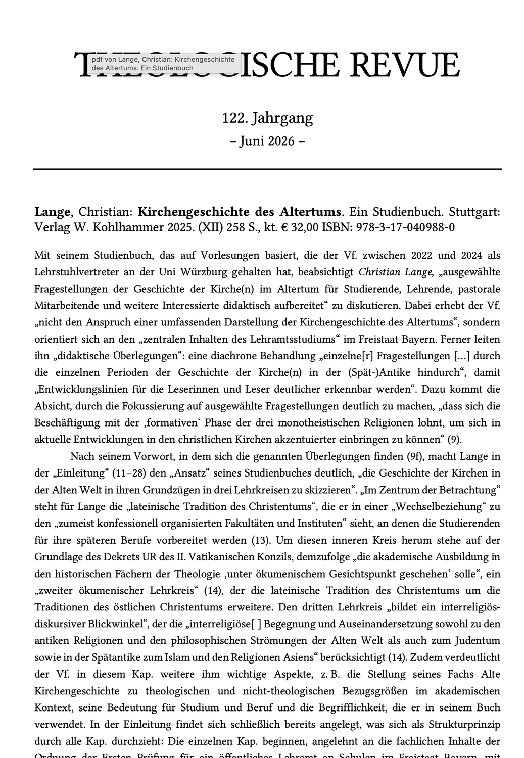 Neue Rezension erschienen