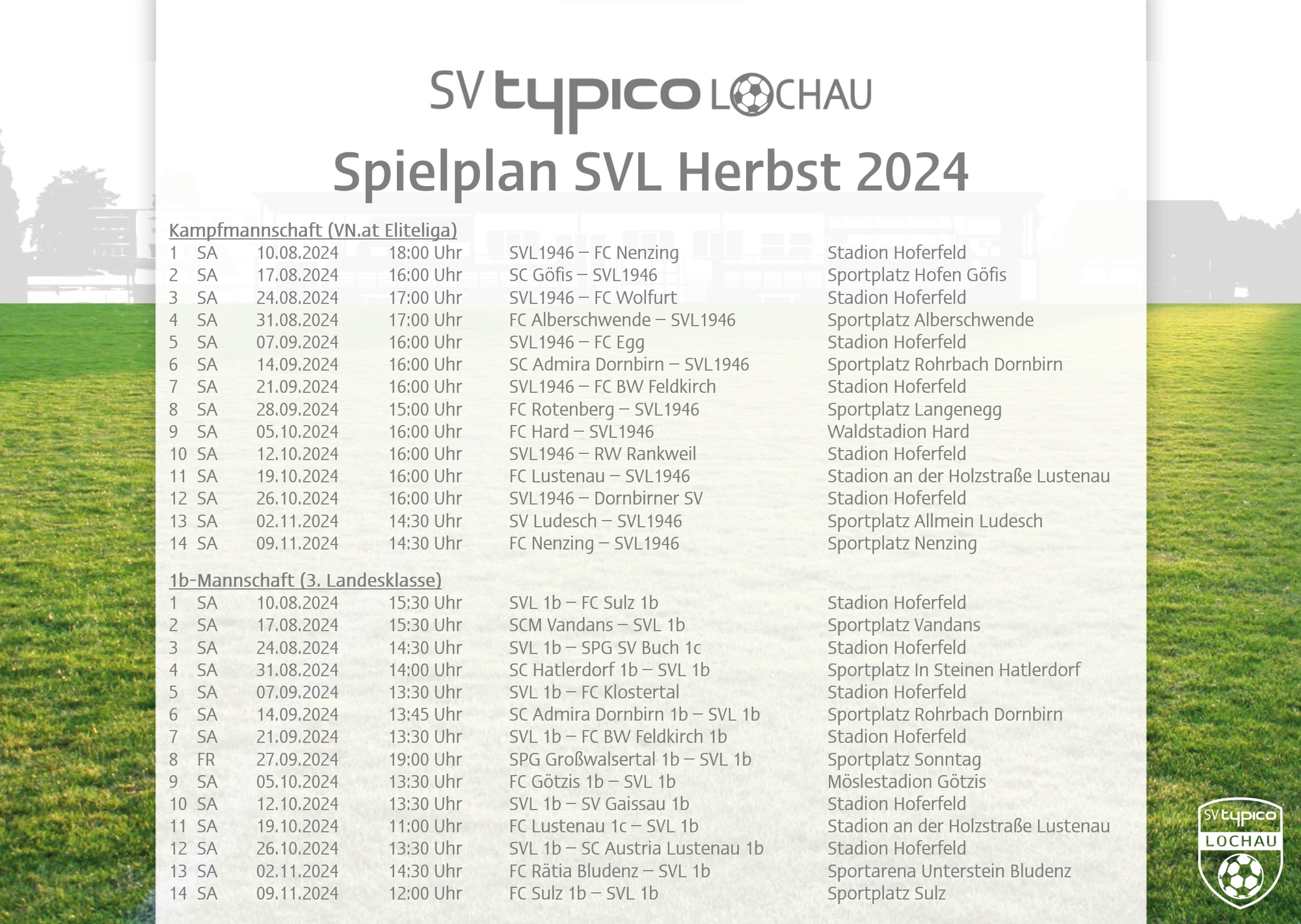 Spielplan Saison 2024/2025