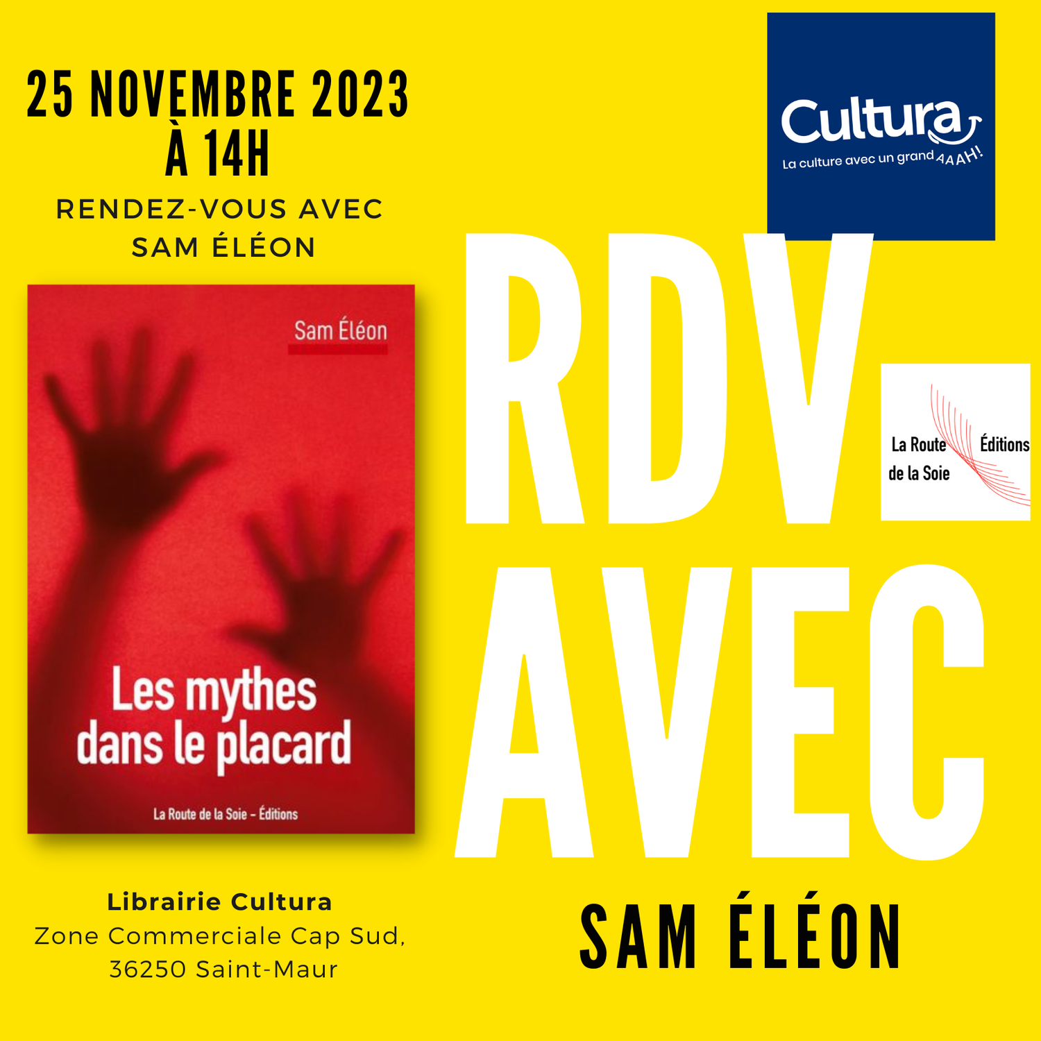 Rendez-vous avec Sam Éléon samedi 25 à Cultura !