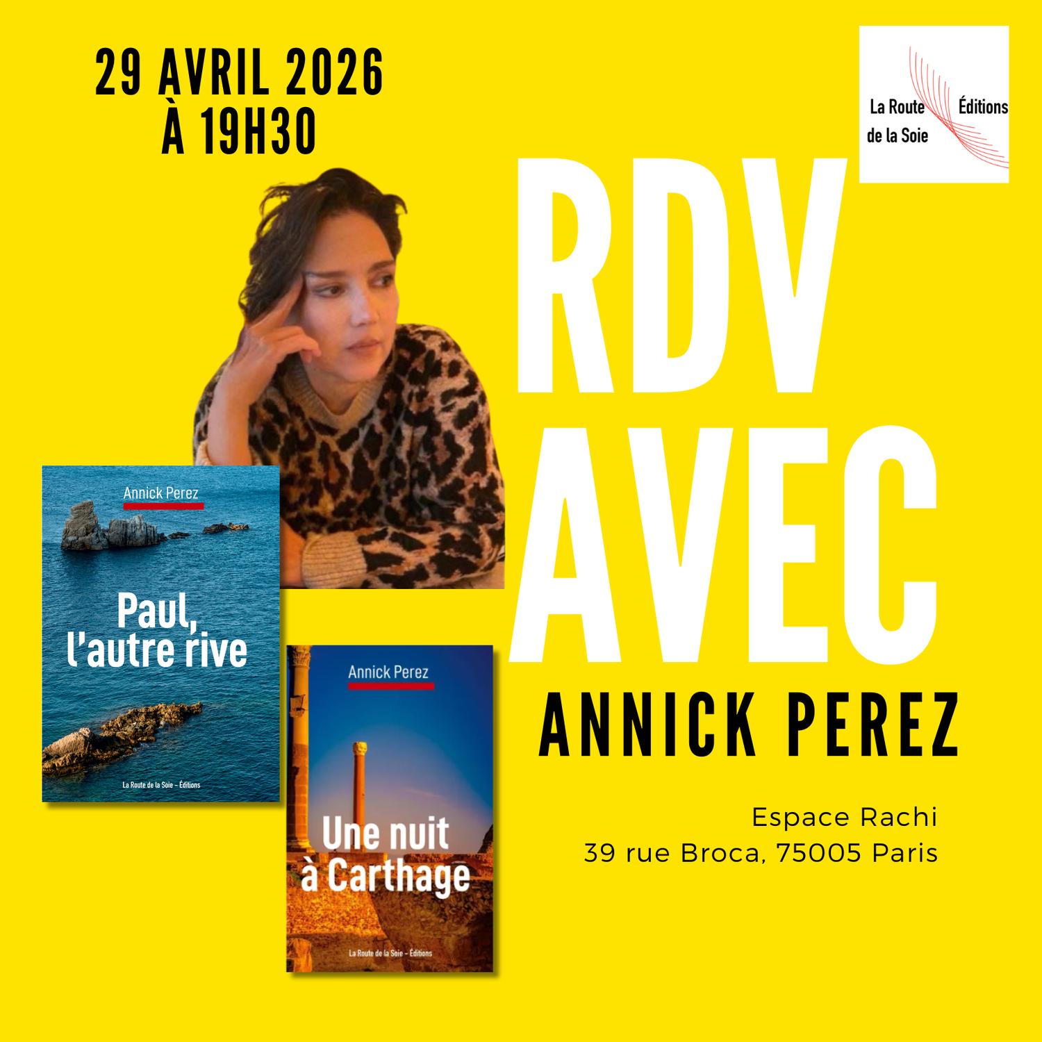 Rendez-vous avec Annick Perez le 29 avril à 19h30 !