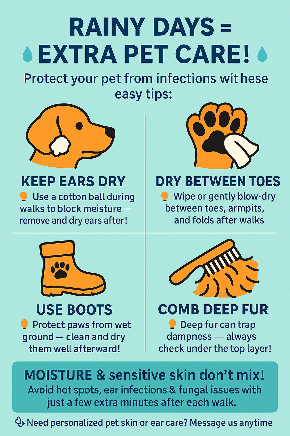 Rainy Days = Extra Pet Care!