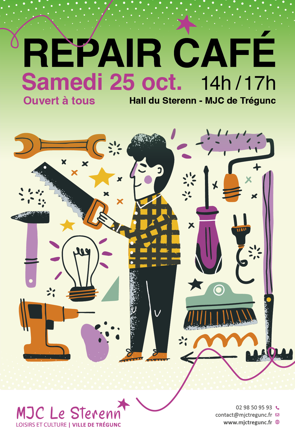 25 OCTOBRE REPAIR CAFÉ DE 14h00 à 17h00 Hall du Sterenn