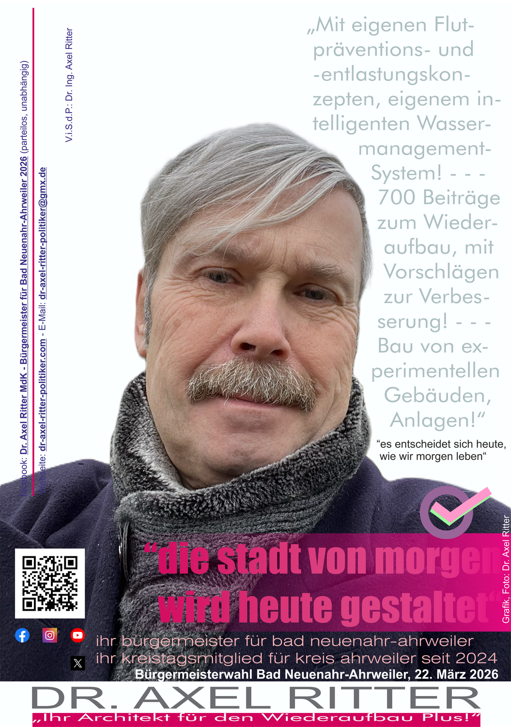 WAHLPLAKAT VON BÜRGERMEISTER-KANDIDAT DR. AXEL RITTER MDK FÜR BAD NEUENAHR-AHRWEILER 2026 (PARTEILOS, UNABHÄNGIG)