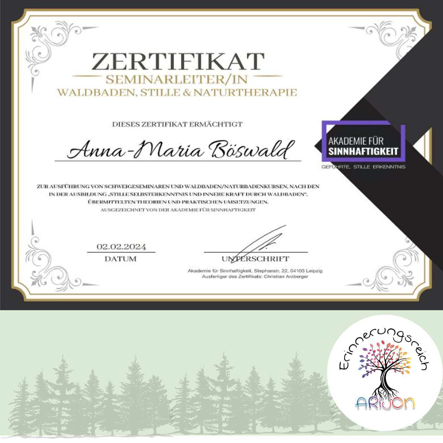 Zertifikat Waldbaden & Naturtherapie