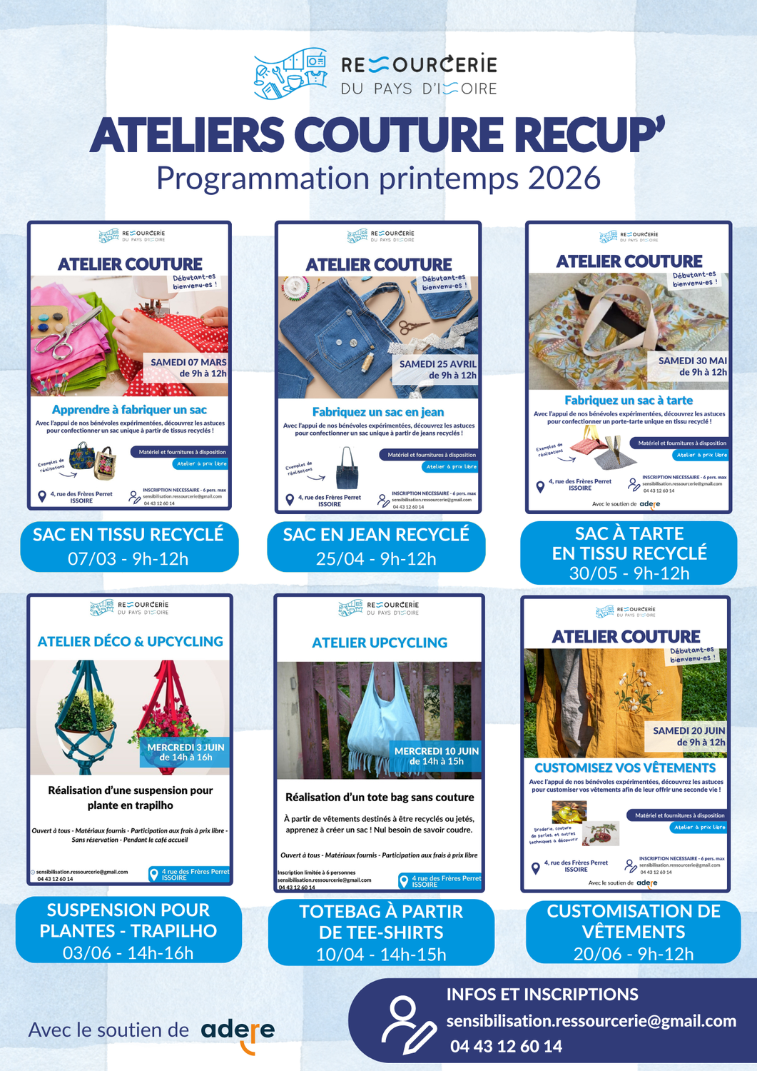 Ateliers couture récup' : programmation printemps 2026