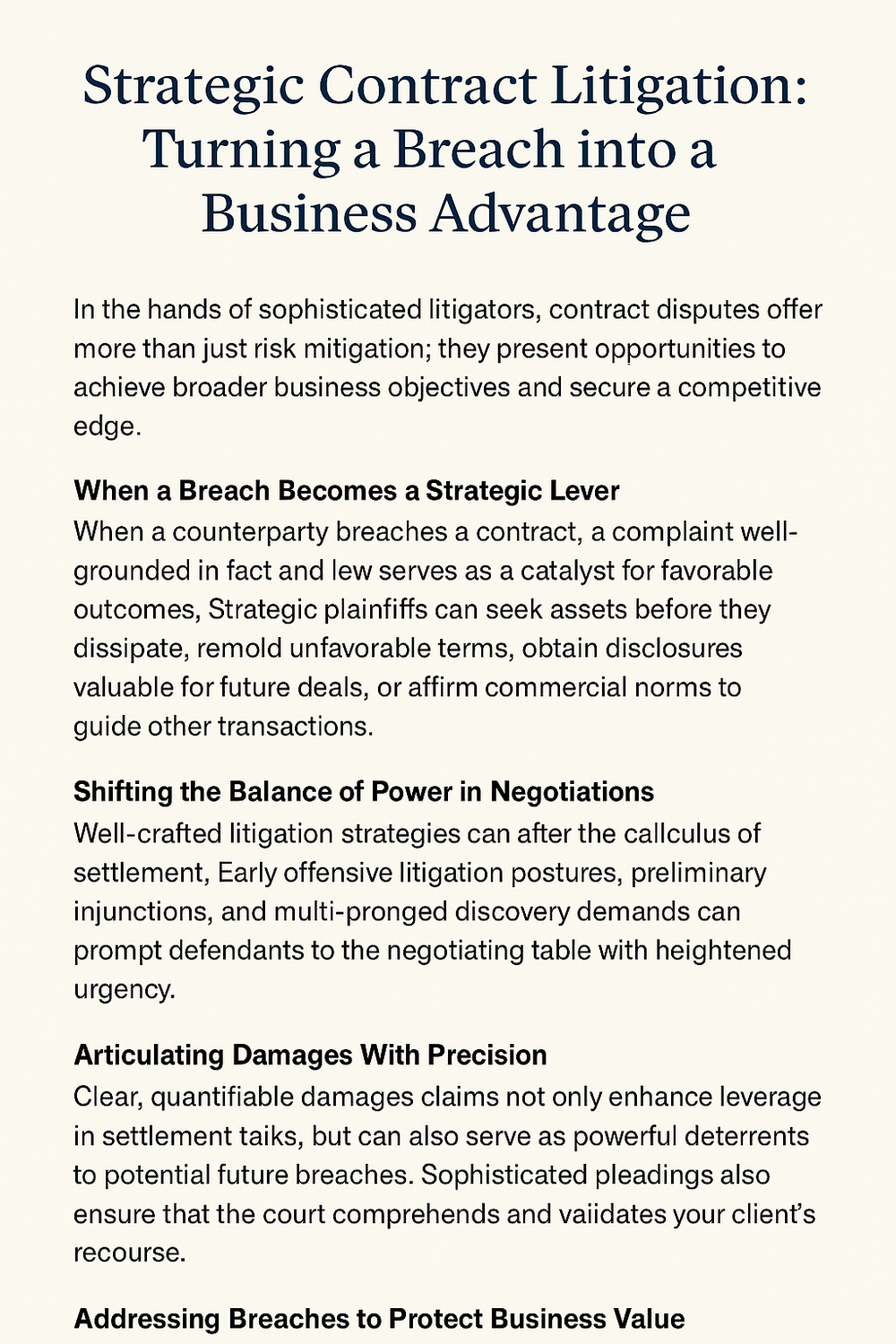 Strategic Contract Litigation: Turning a Breach into a Business Advantage