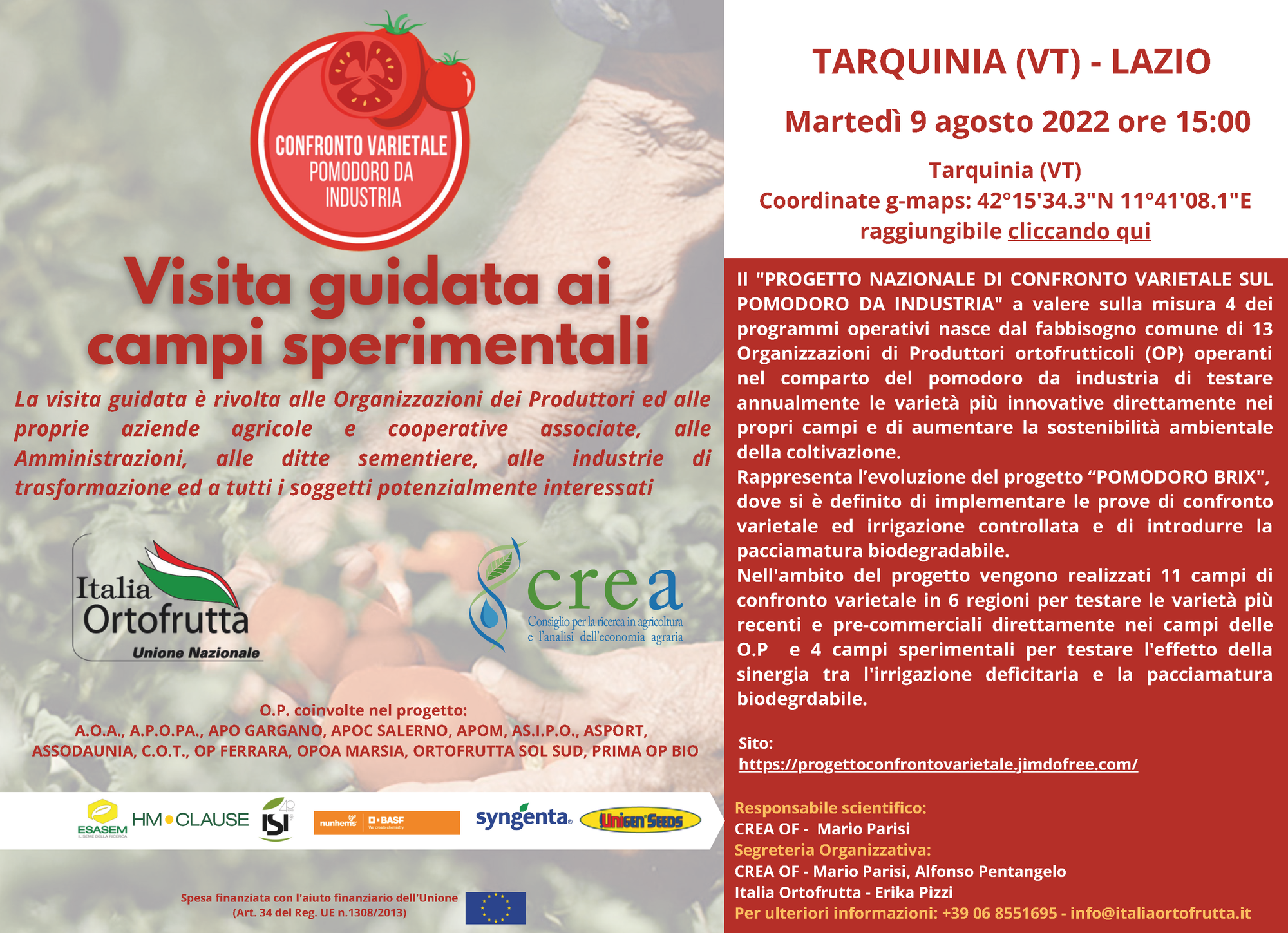 Visita guidata ai campi sperimentali - Tarquinia (VT)