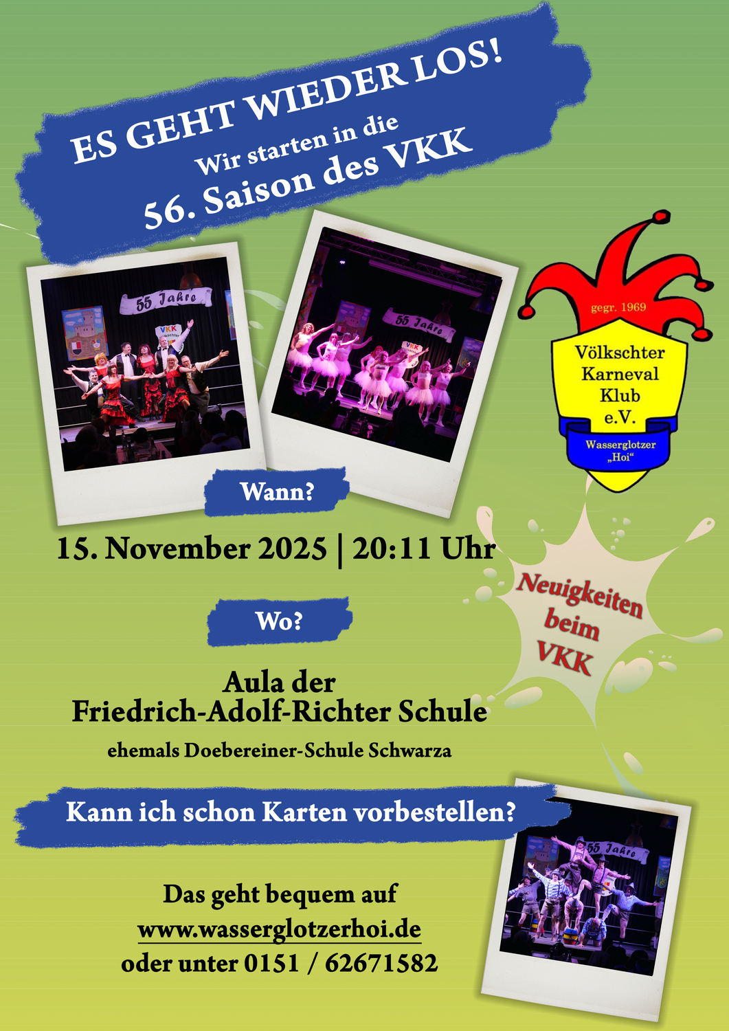 Kartenvorverkauf für die Auftaktveranstaltung zur 56 Saison am 15.11.2025 startet