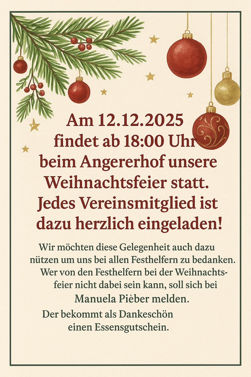 Weihnachtsfeier des WSV Anger