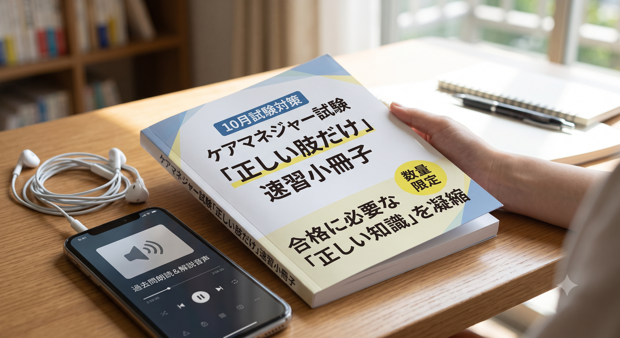 【数量限定】10月ケアマネ試験・直前暗記の決定版！「正しい肢だけ」速習小冊子＋音声セットのご案内