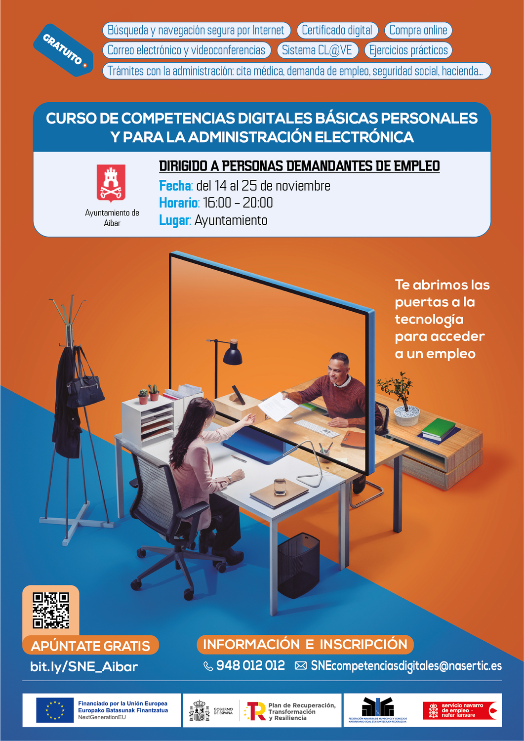 Curso en Aibar: Competencias digitales básicas personales y para administración electrónica