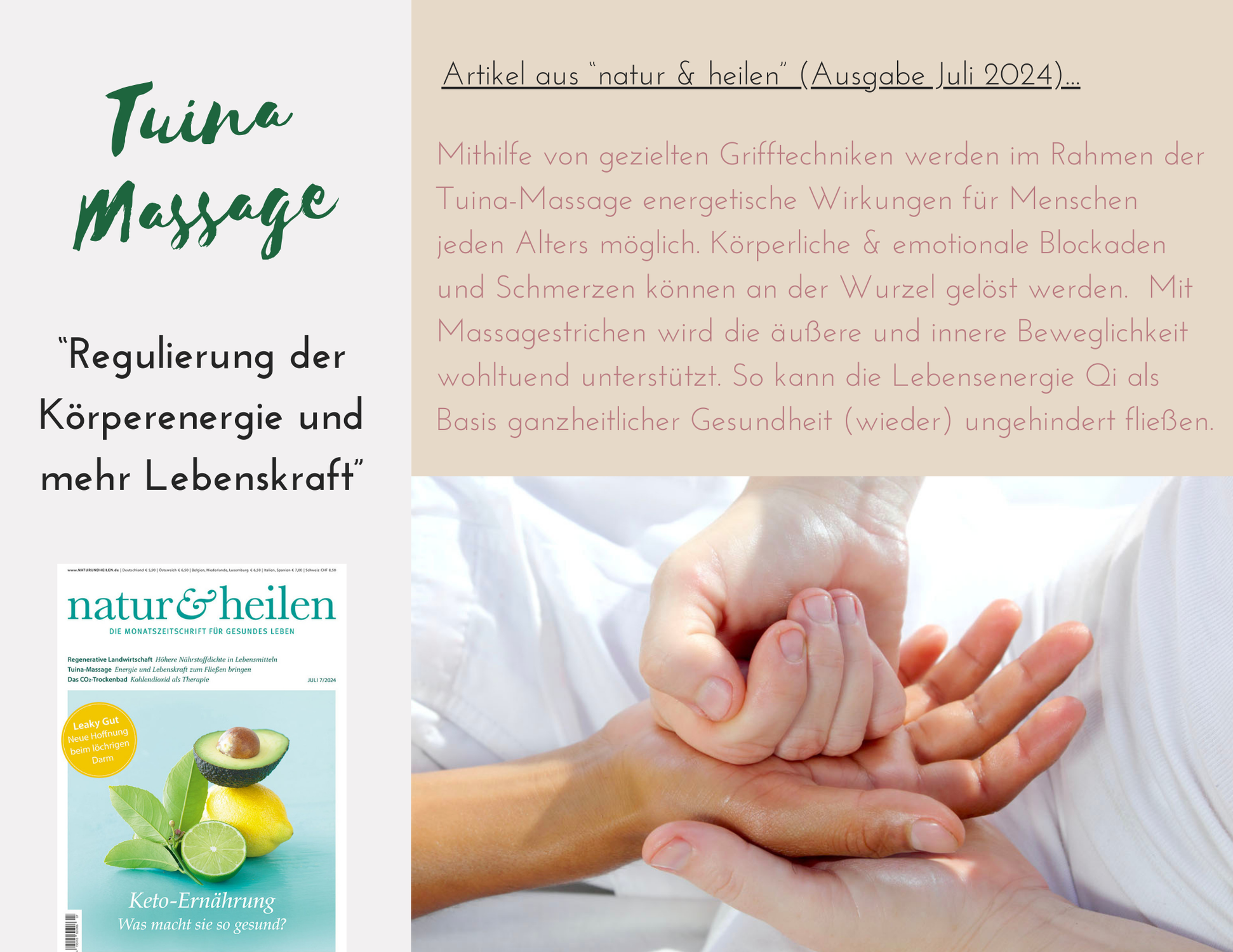 Artikel aus "natur & heilen" - Tuina Massage