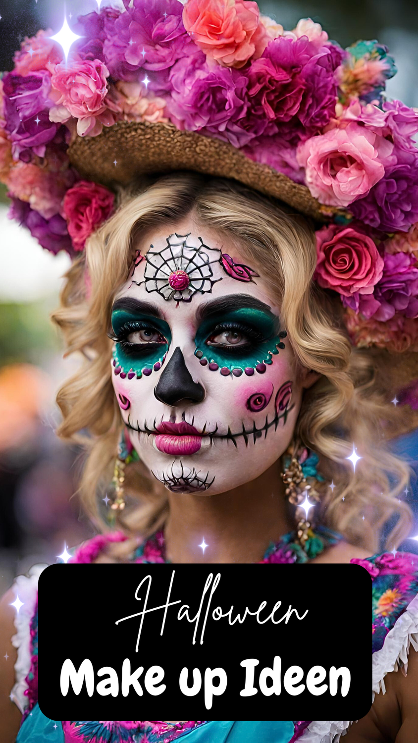Halloween Kostüm | Kopfschmuck | Totenkopf Makeup Ideen | Sugar Skulls | La Catrina Styling