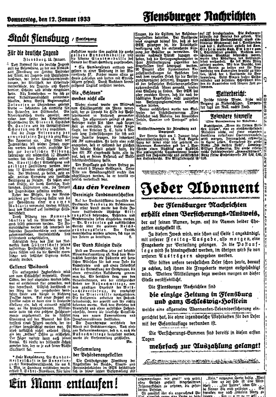 Lebensversicherung für Abonnenten und Ehepartner