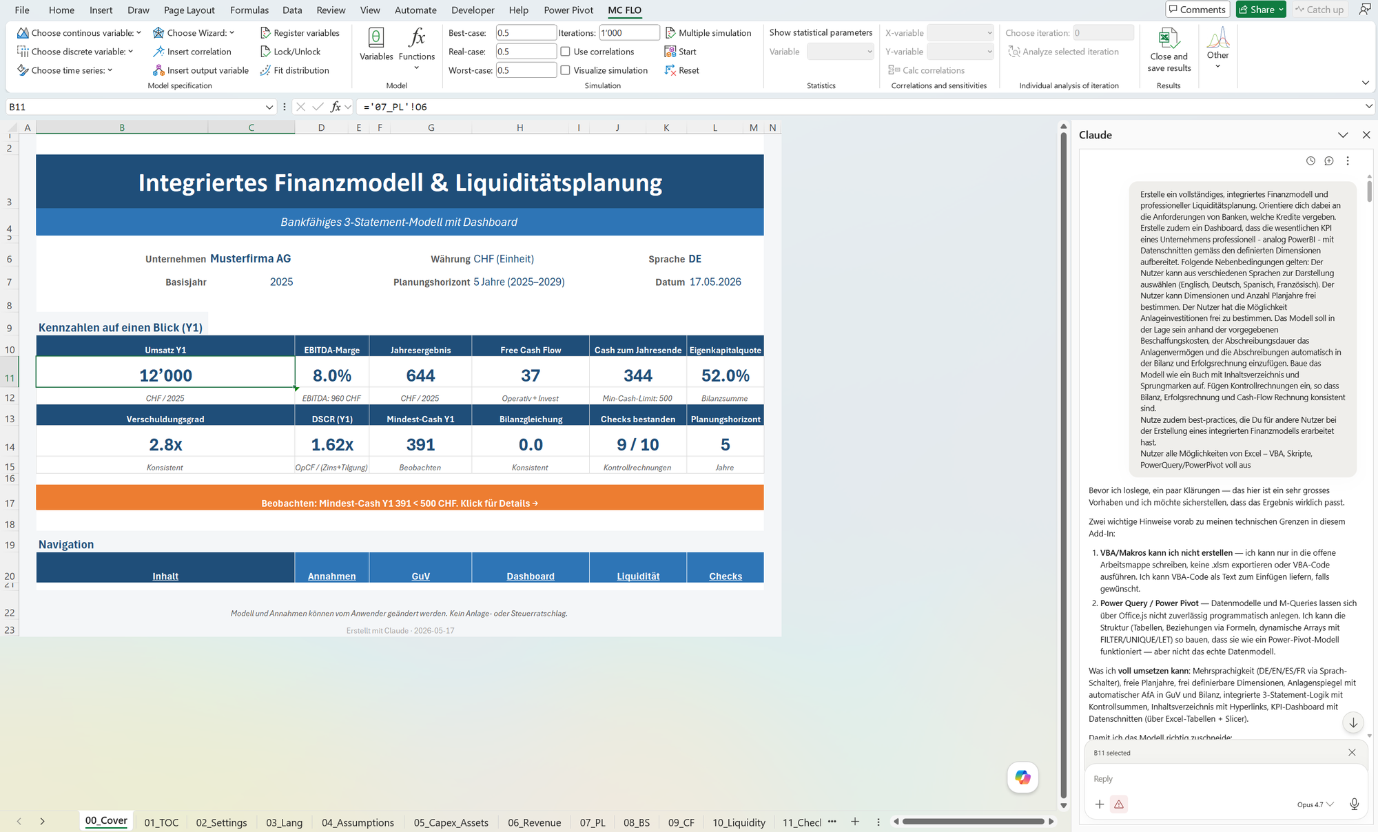 Claude - mit KI (LLM) Templates in Excel erfassen