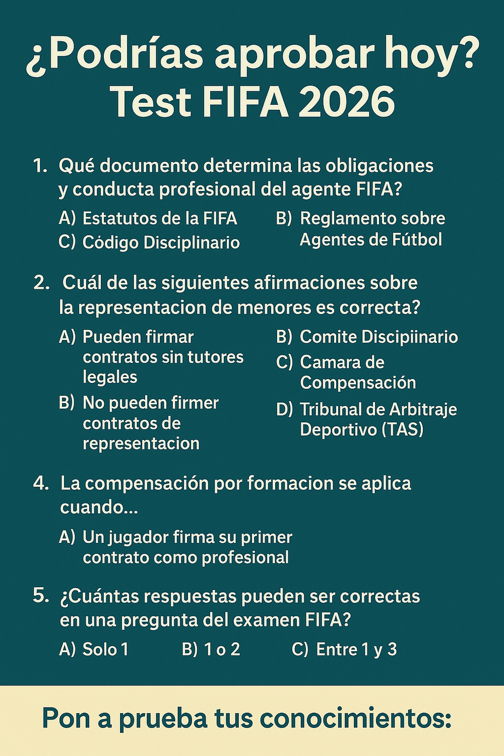 Preguntas reales del examen de agente FIFA: ¿podrías aprobar hoy?