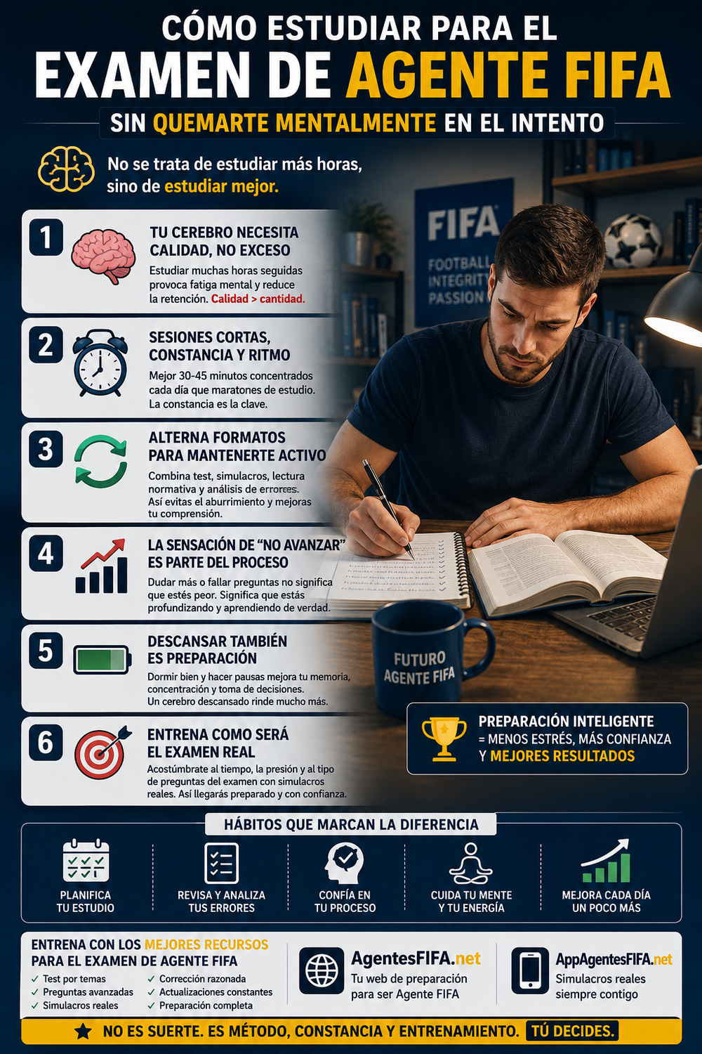 Cómo estudiar para el Examen de Agente FIFA sin quemarte mentalmente en el intento