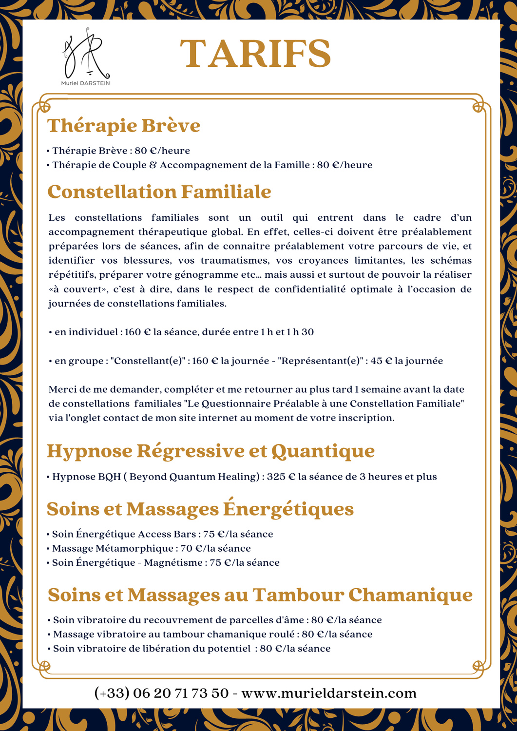 Tarifs Octobre 2024