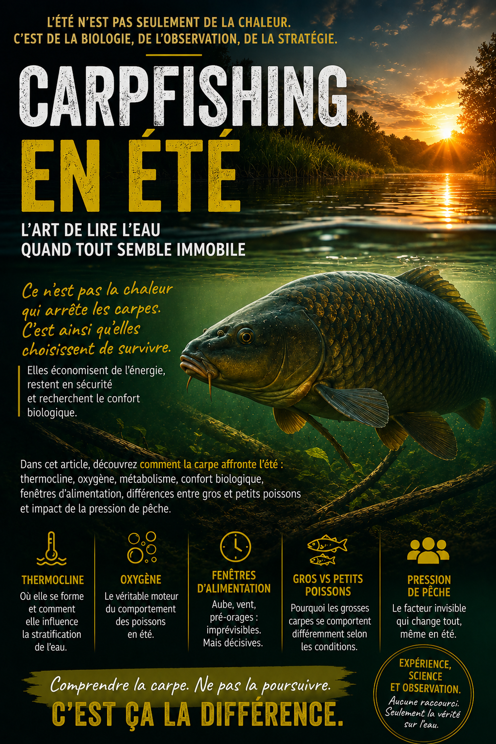 Carpfishing Estival : Thermocline, Fenêtres d’Alimentation et Stratégies d’Été