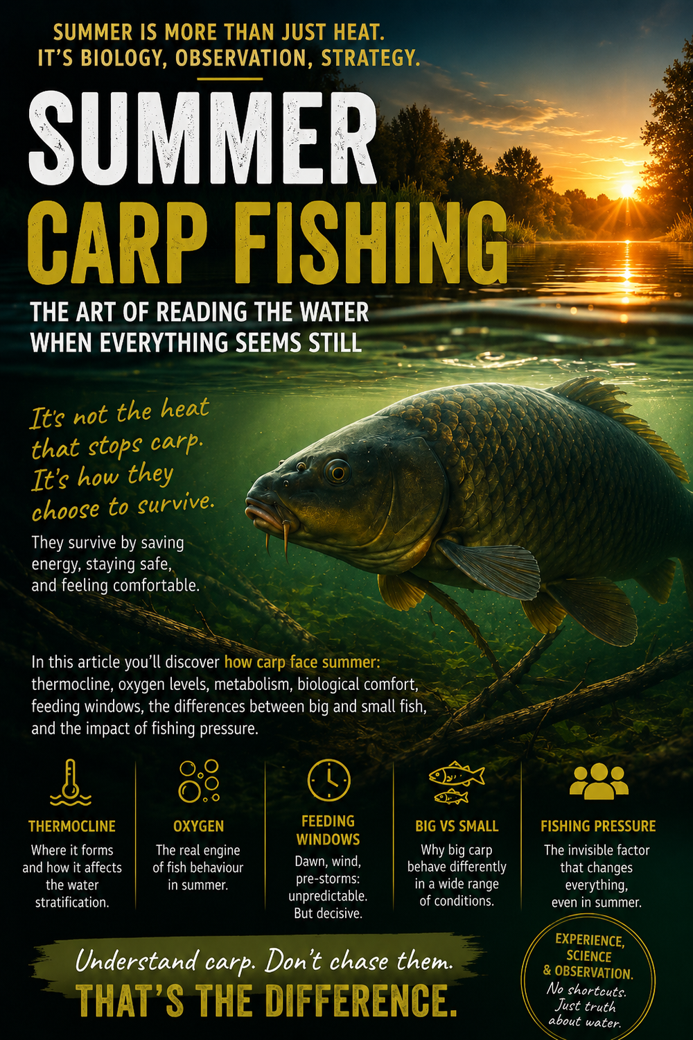 Summer Carp Fishing: Thermocline, Feeding Windows & Hot Weather Strategies