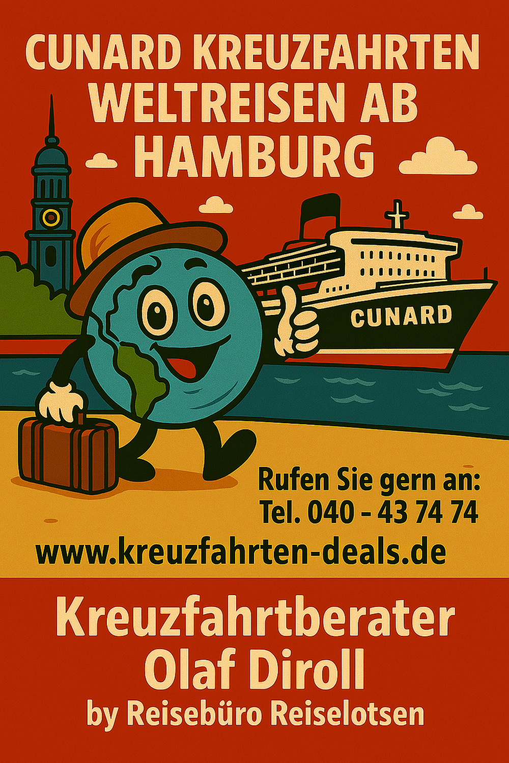 Cunard Line Kreuzfahrten ab Hamburg mit Queen Anne, Transatlantik New York Queen Mary-2 Weltreisen ab Hamburg mit Queen Victoria & Queen Anne und Teilstrecken