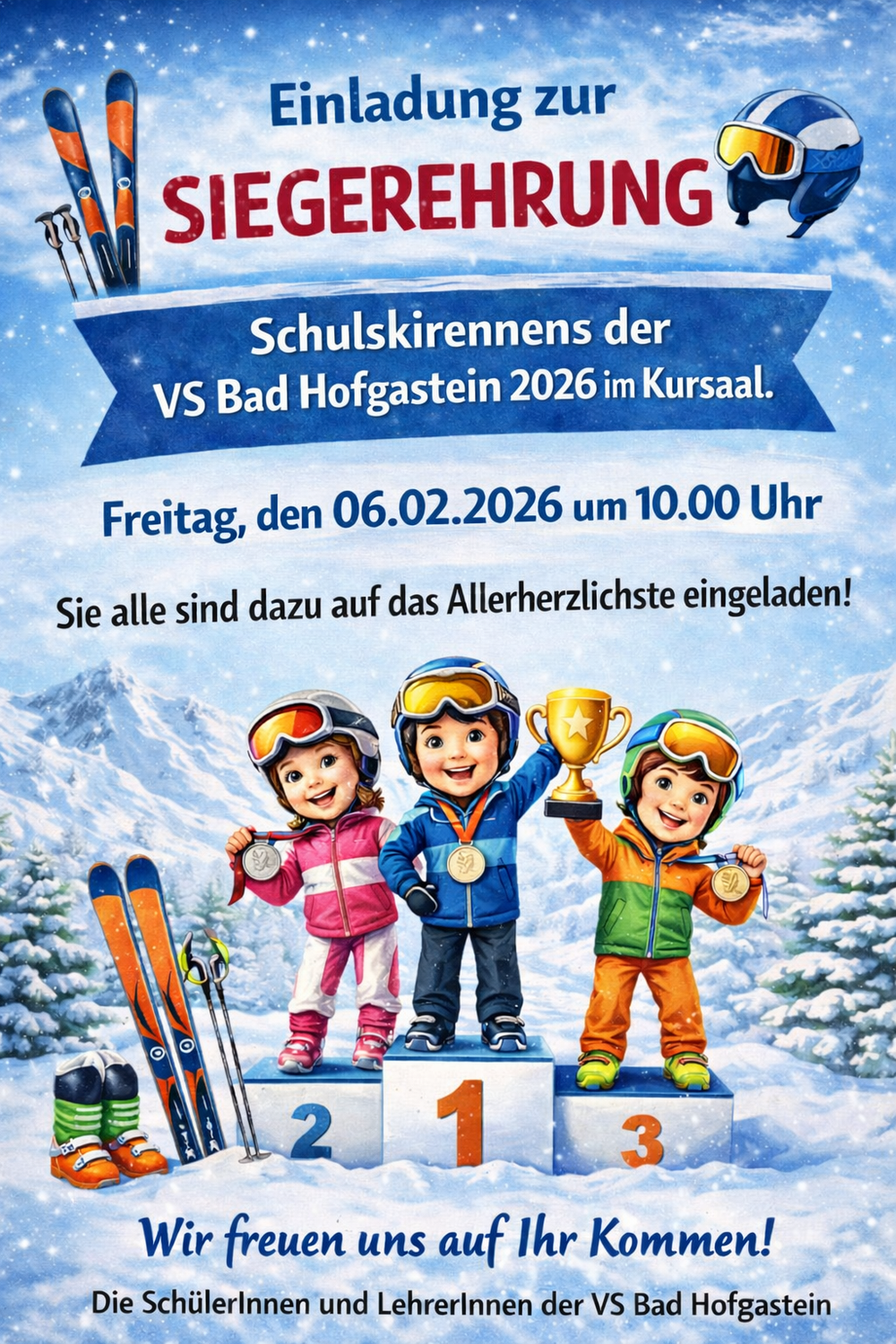 Einladung zur Siegerehrung mit Glücksstand der 3b