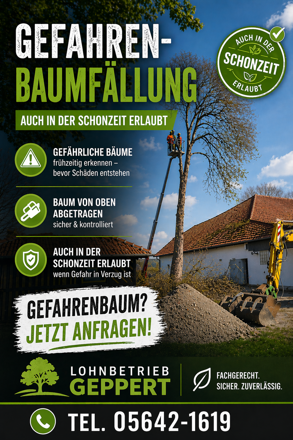  Gefahrenbaumfällungen sind auch in der Schonzeit möglich