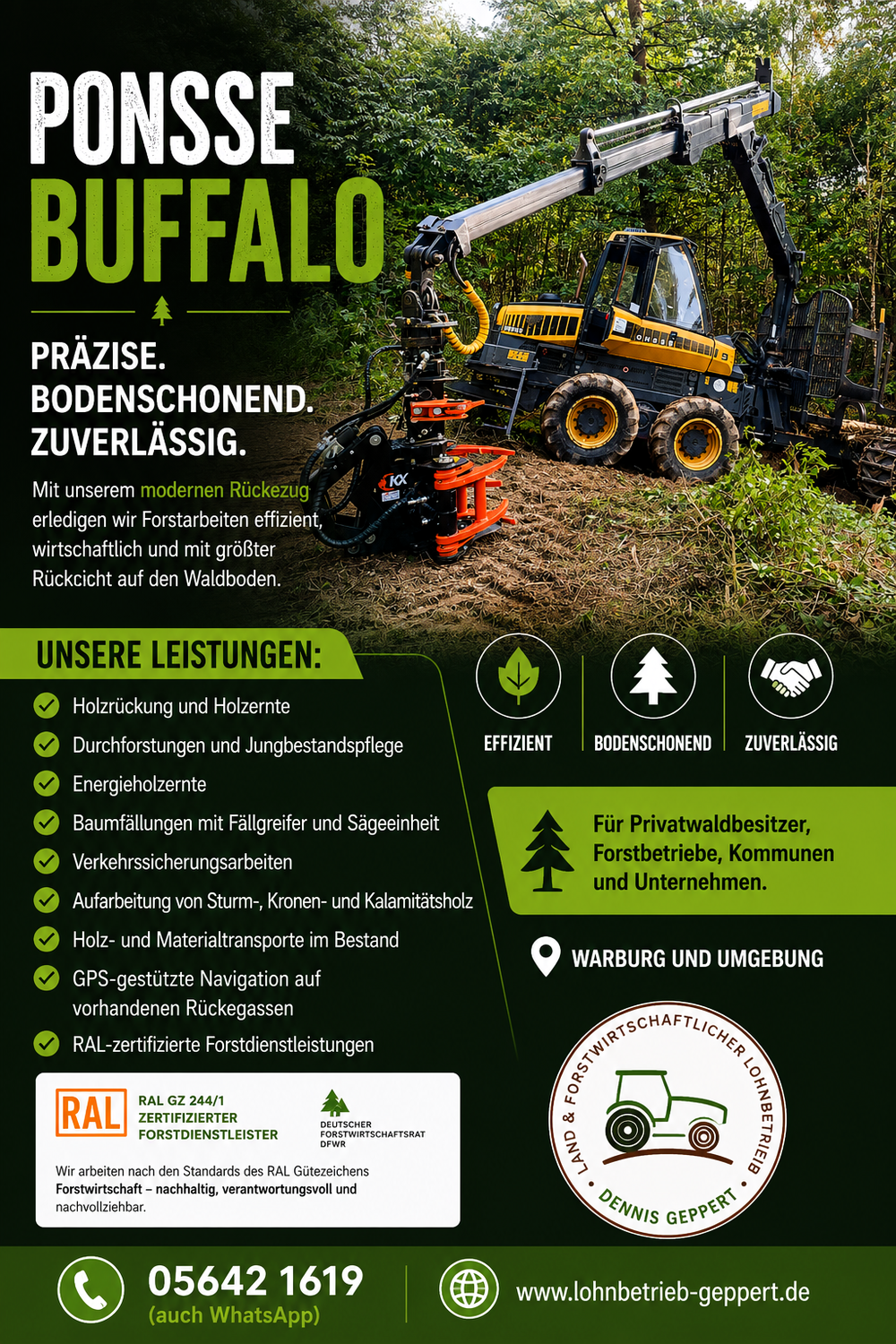 Ponsse Buffalo – Professionelle Holzrückung und Forstarbeiten in Warburg und Umgebung