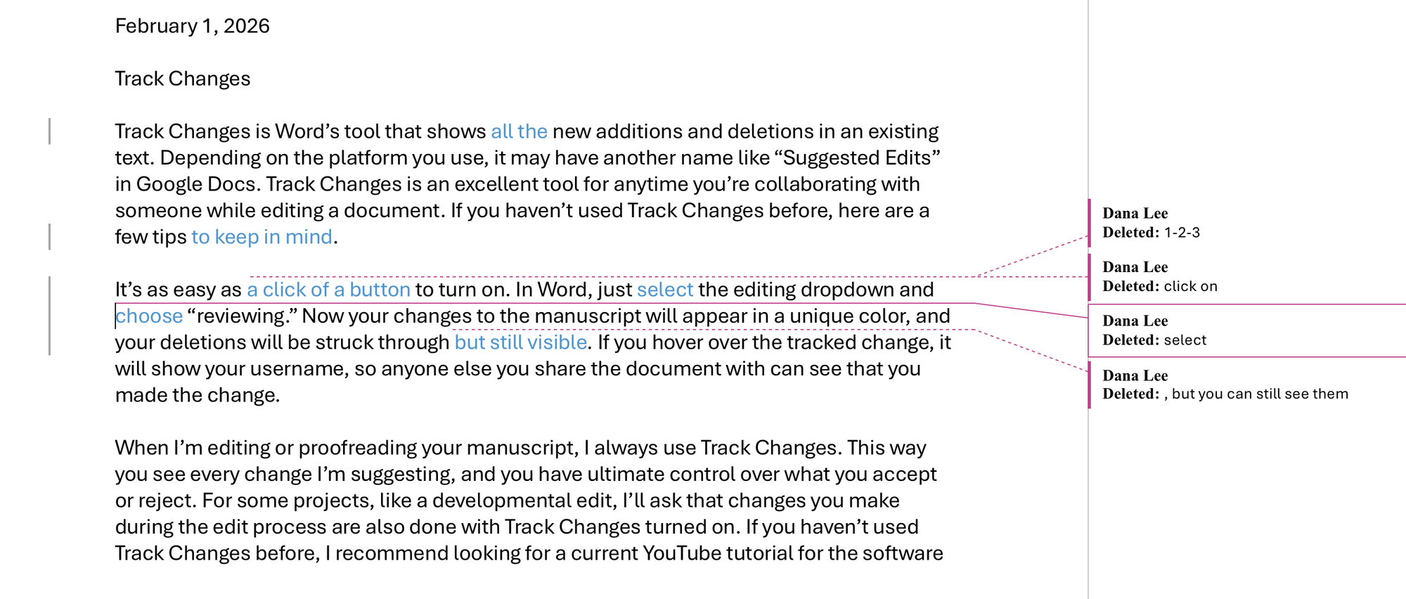 Using Track Changes