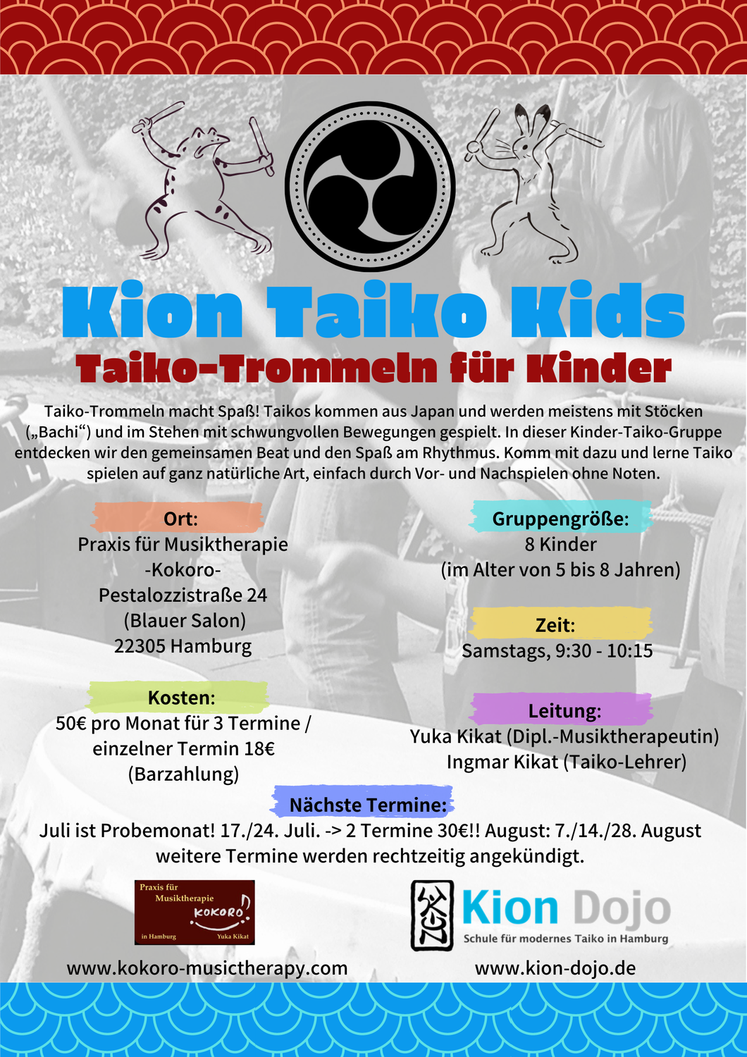 Taiko-Trommeln für Kinder - Kion Taiko Kids: Neuer Start ab Juli. 2021!!