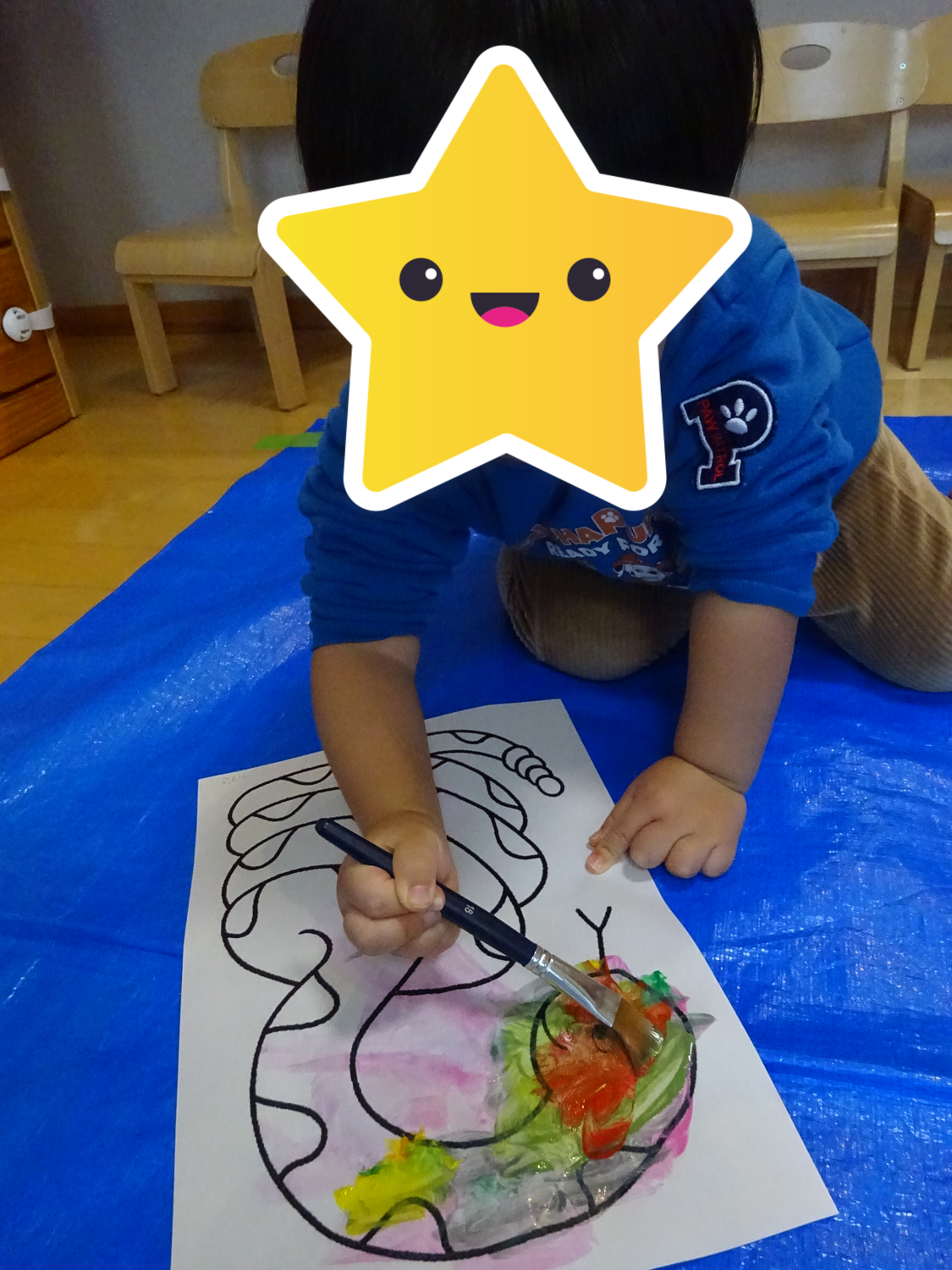 1月　へび絵の具で色塗り