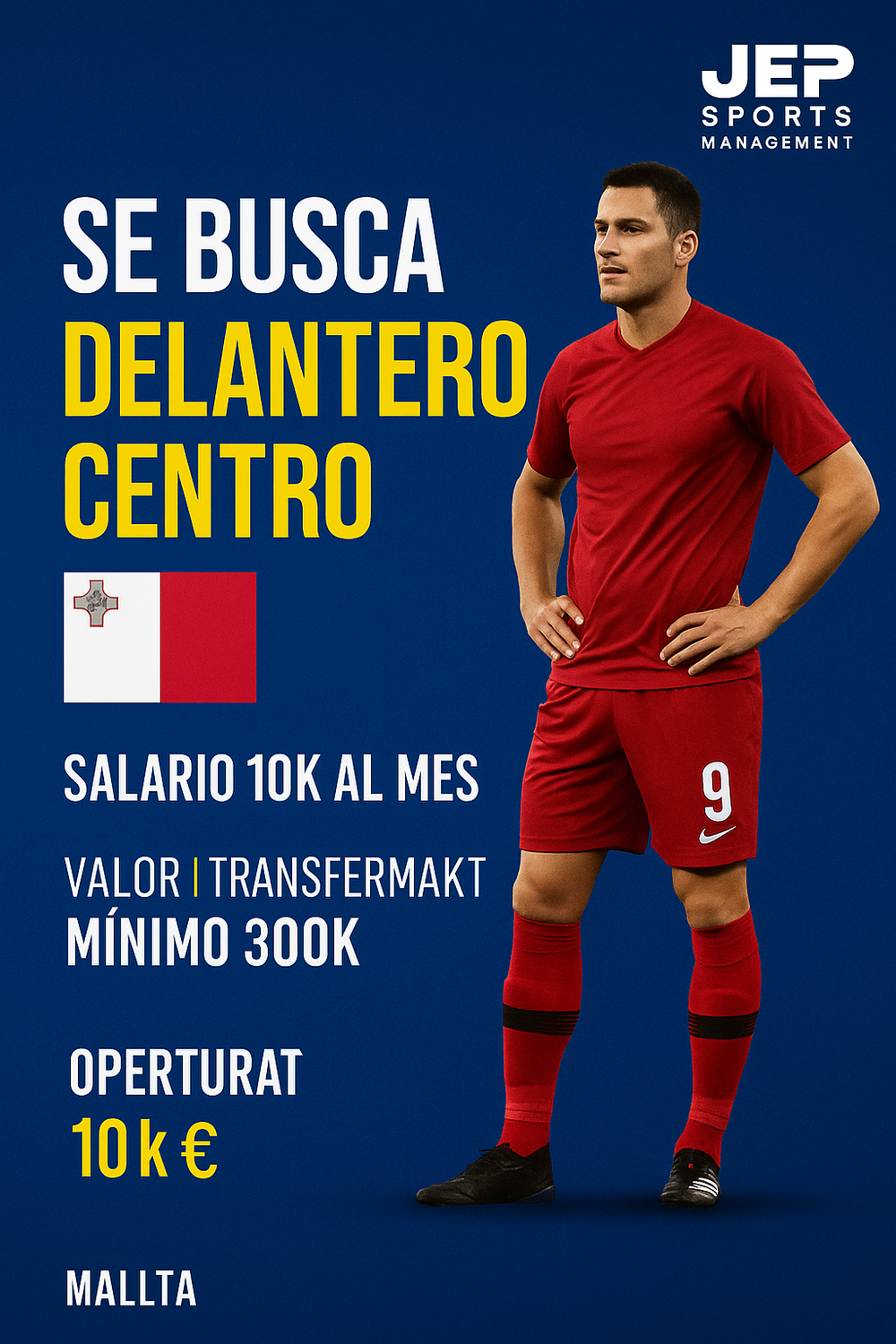 Buscamos delantero centro para la 1ª División de Malta