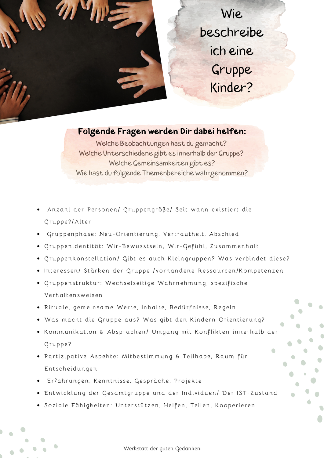 Kinder-Gruppen beobachten und beschreiben