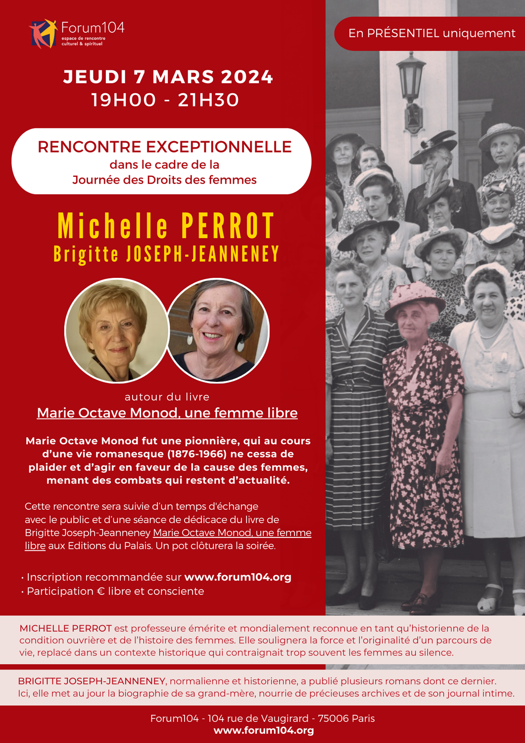 Rencontre exceptionnelle avec MICHELLE PERROT et Brigitte Joseph-Jeanneney