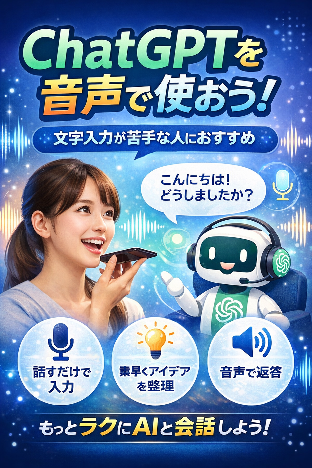 ChatGPTを音声で使いたい！文字入力が苦手な人にこそおすすめです