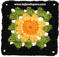 Pastilla cuadrada tejida a crochet en varios colores de lana