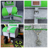 Rollstuhltasche für die Armlehne in hellgrau/grün; https://www.schreib-naehwerkstatt.de/andrea-s-nähwerkstatt/rollstuhl-taschen/#cc-m-product-12028363874