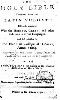 1750 Challoner's Douay Bible title page