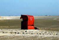 Kniepsand mit Strandkorb im Sommer