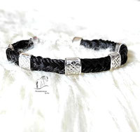 Armband aus Pferdehaar mit 5 flachen Hülsen aus 925 Silber 