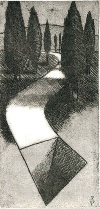 incisione originale di Luciano Ragozzino - misura lastra 113x53 mm