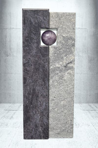 Grabstein mit Amethyst Kugel