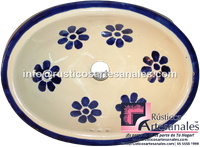 <img src="Ovalín Tradicional Ovalado Daisy Azul.jpg" alt=" Ovalín Tradicional Ovalado decorado mexicano Daisy Azul pintado a mano para sobre Poner hecho en México 100% a mano" />